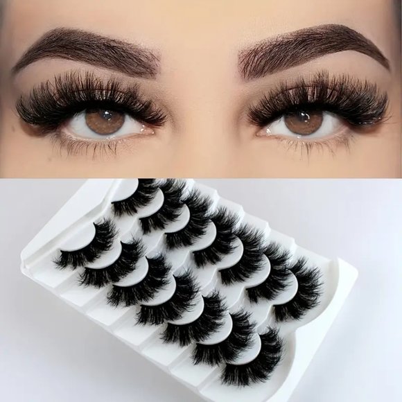 7 Pairs False Eyelashes, Fluffy Mink Lashes , Cat-Eye Look 8D Volume Fake Lashes - Picture 3 of 4